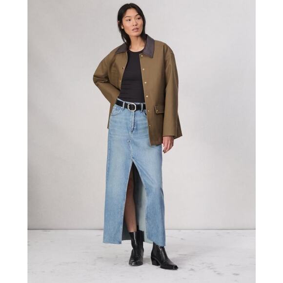 rag & bone Avery Featherweight Denim Maxi Skirt in Beverlys Raw Hem size 29 - Picture 7 of 16
